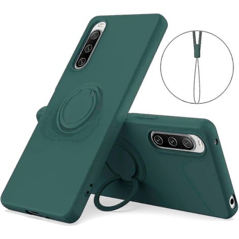 Xperia 10 V Hülle mit drehbarem Ring und Trageschlaufe – Stoßfeste Schutzhülle aus Flüssigsilikon (1/5)