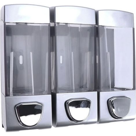 ALLIANDISDistributeur de shampoing pour douche, distributeur de savon liquide, distributeur mural manuel de gel hydroalcoolique, pompe, flacons de shampoing, de lotion et de gel douche, adaptés aux to (1/4)