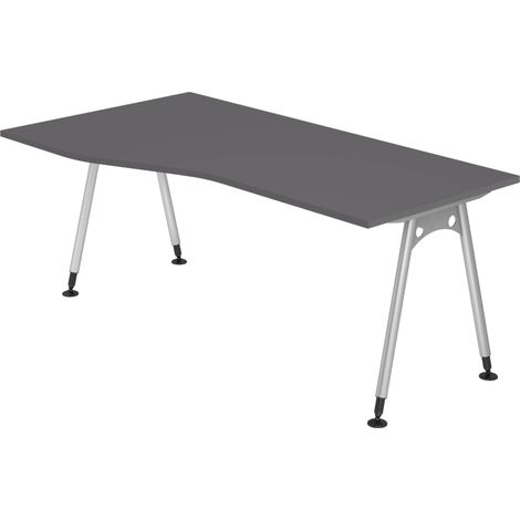 bümö Schreibtisch Serie-A Freiform: 180 x 100 cm Graphit (1/5)