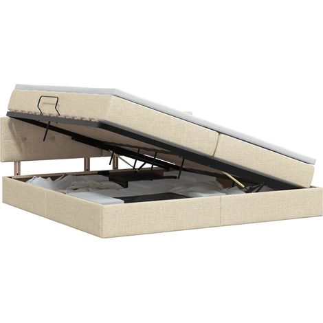 Maison Exclusive - Letto con contenitore e materasso Crema 200 x 200 cm Velluto (1/5)