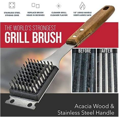 Brosse pour barbecue - Accessoire barbecue - Brosse de nettoyage - Grattoir pour barbecue - Acier - Brosse pour barbecue - Outils (1/5)