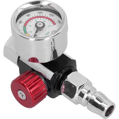 Valve de Régulateur de Pression D'air pour Pistolet à Peinture en Aérosol à Filetage G1/4 Pouces, Valve de Régulation de Pression Réglable avec Jauges 0-140psi pour Outils de (1/5)