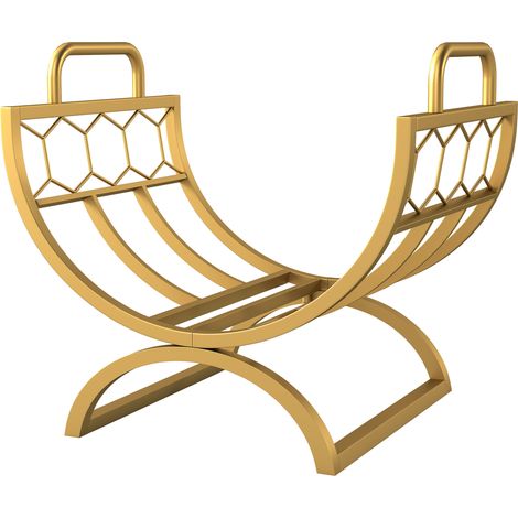 Kaminholzregal für innen 46 x 36 x 41cm Brennholzregal für Kamin Ofen Metall Gold (1/5)