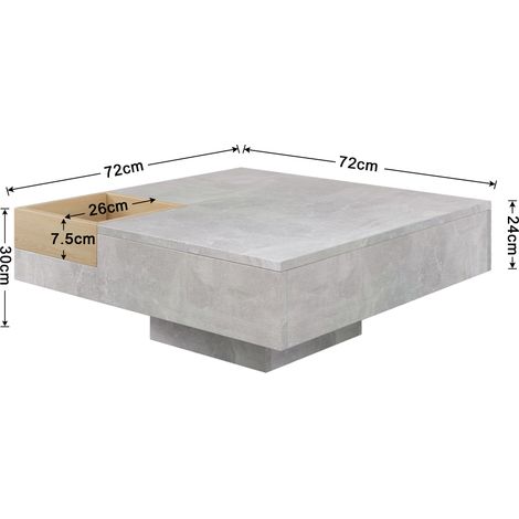 Table basse table de salon table d'appoint avec boîte de rangement amovible, gris béton et couleur bois, 727230 cm (1/3)