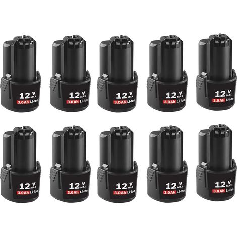 Batería de repuesto para herramientas eléctricas Bosch, capacidad de 3000 mAh, 10,8 V/12 V máx., 10 unidades. (1/2)