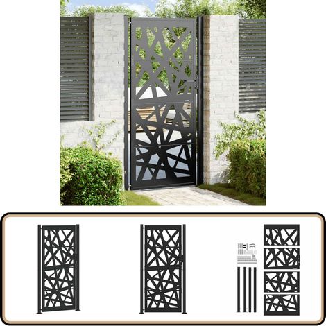 vidaXL Portail de jardin noir 105x205 cm acier conception de lumière (1/5)
