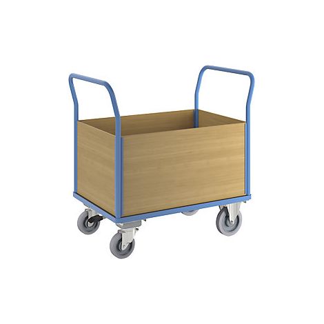 eurokraft pro  Carrello a pianale con sponde in legno  con 4 (1/3)