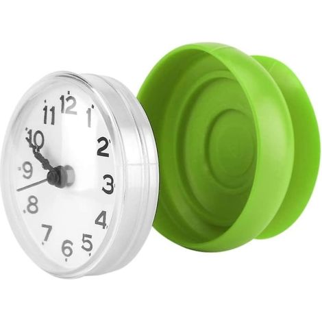 Horloge murale à ventouse étanche pour salle de bain, douche, cuisine (bleue) (verte) (1/5)