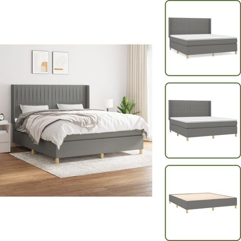 Boxspringbett mit Matratze Dunkelgrau 160x200 cm Stoff - Boxspringbett - Doppelbett - Schlafraum - Bettenrahmen - Matratze (1/5)