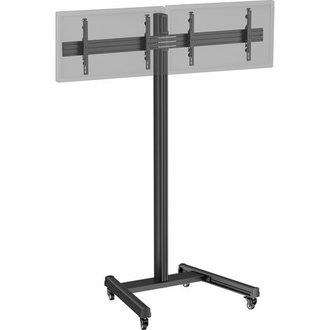 Support TV sur roulettes - 2 écrans 50'' - 55'' Hauteur 240cm noir (1/3)