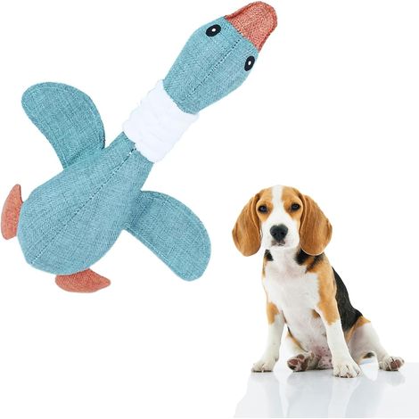 Jouets couineurs pour chiens en forme d'oie sauvage mignons pour chiens de petite et moyenne taille, jouet en peluche doux pour chien, jouets pour chiots pour des dents propres et un entraînement (ble (1/4)