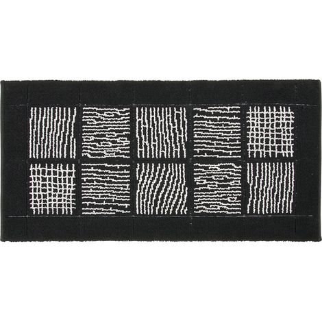 Tappeto Scendiletto Camera Bagno Morbido Shaggy Puro Cotone Assorbente Antiscivolo Nero - 65x140 cm
