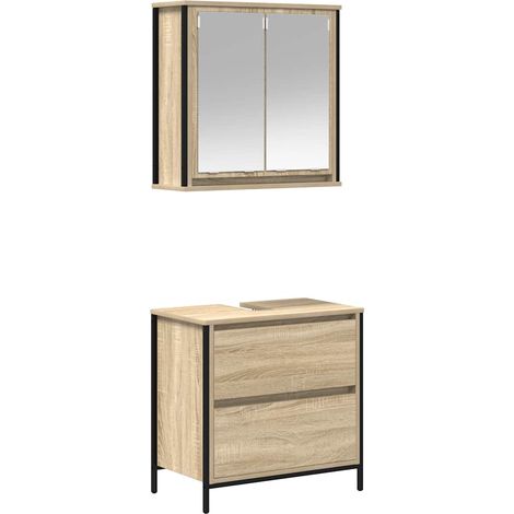 Maison Exclusive - 2-tlg. Badmöbel-Set Sonoma-Eiche Holzwerkstoff