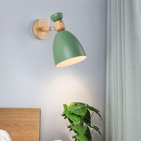 Creative Modern Wall Sconce Simple Wall Lamp Iron E27 Base Nordic Art Deco Style for Bedroom, Living Room, Children's Room, Restaurant, Hallway, Stairs (Green) (1/5)