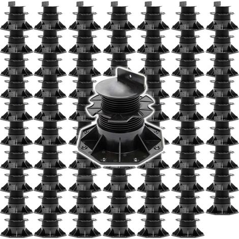XPOtool Lot de 70x Plots de terrasse – Charge 2700 kg – Hauteur réglable 60-128 mm – en PP – Pieds de support pour Lames Dalles Lambourdes