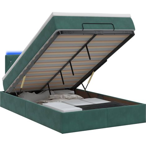 Maison Exclusive - Letto Ottomano con Materasso e LED Verde Scuro 120 x 190 cm (1/5)