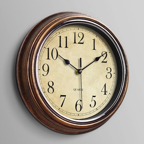 12-Zoll-Wanduhr, batteriebetrieben, geräuschlos, kein Ticken, klassische Vintage-Wanduhr, Dekoration für Büro, Wohnzimmer, Küche, Zuhause (1/4)
