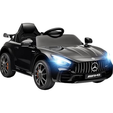 Coche eléctrico infantil Mercedes-Benz AMG GTR 12V negro con mando a distancia, luces y música (1/4)