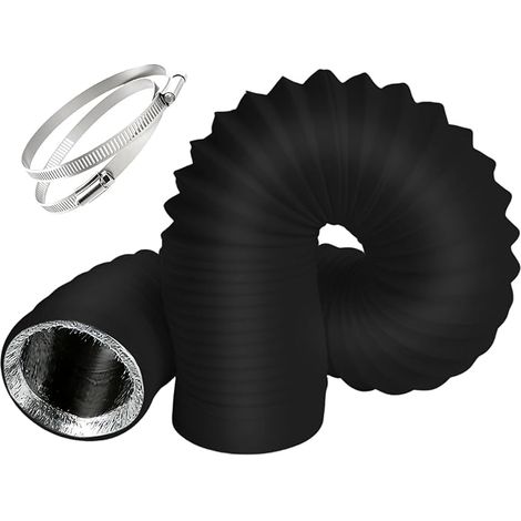 VMC Anti-Tear Tubing 100mm x 2.5m, 5 Layers Noise Reduction and Heat Insulation, Adjustable Length Odor Free for Ventilation, Air Vent (Black, 100mm2.5m) (1/5)