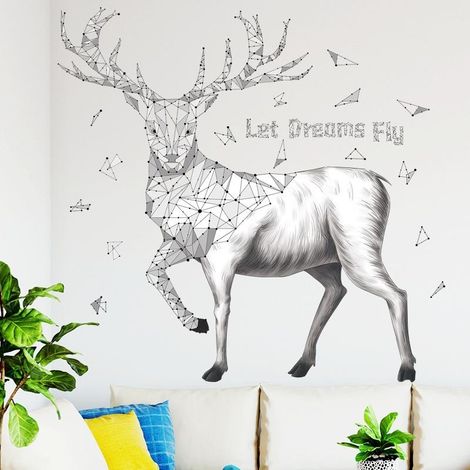 Stickers muraux géométriques cerfs, décoration pour canapé, fond de télévision, art à coller (1/5)