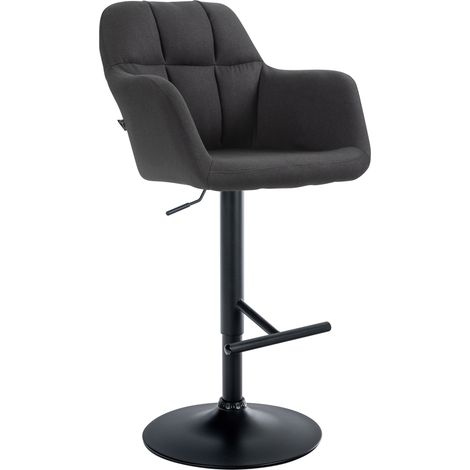 Taburete de bar Natoma en tela Negro Metal negro mate