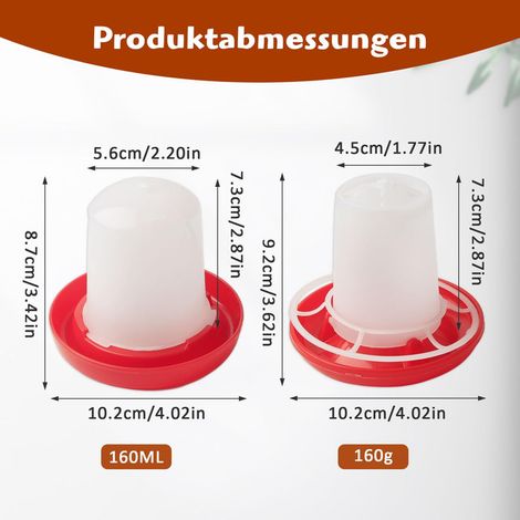 Abreuvoir et mangeoire pour poussins et volailles 160ml/160g lot de 2