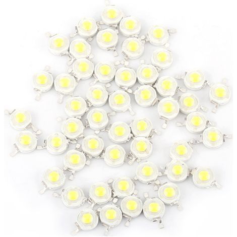 50pcs SMD 1W LED ampoules puces pour projecteur maison, spot haute puissance blanc froid (1/5)
