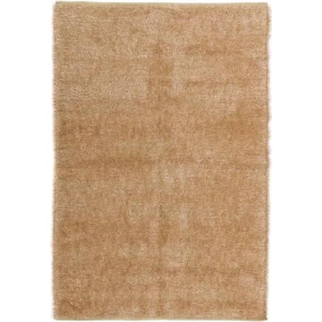 Tapis rectangulaire à poils longs - JUANIO - JUANIO - 200 x 140 cm - 60% coton/40% polyester - Beige (1/2)