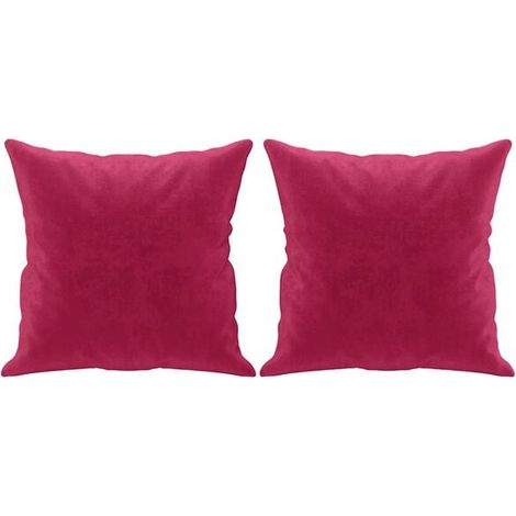 Coussins décoratifs, lot de deux, bordeaux, 40x40cm, matière velours. (1/5)
