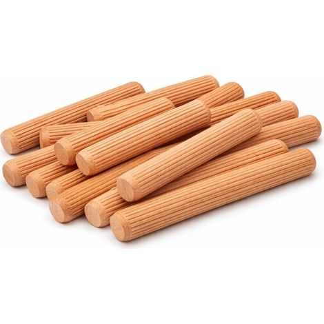 Lot de 15 chevilles en bois de hêtre, 16 x 140 mm, bâtons de hêtre, cannelés en bois, broches en bois dur goujon cannelé, bouchons en bois pour projets d'artisanat de meubles et de bricolage (1/5)