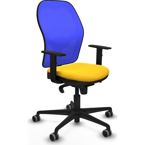 Jorquera sincro malla azul similpiel amarillo brazos 1D base nailon ruedas 65mm engomada (1/5)