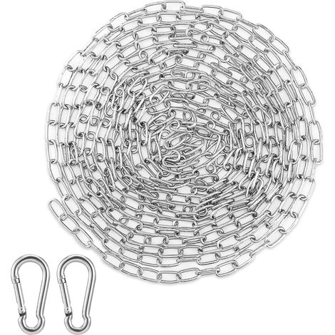 Chaîne en acier inoxydable 304 de 5 mètres,2mm Chaîne de Sécurité en inoxydable, Maillons Soudés en Acier, pour clôtures de jardin, enclos pour chiens, Chaînes de Levage (1/5)