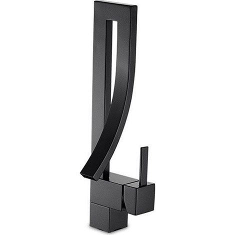 Grifo lavabo caño alto monomando, Negro