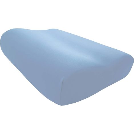 Housse destiné à Tempur Shape S, M et L Oreiller, 50 x 31 cm, Taie d'oreiller en Jersey Doux pour Oreiller Cervical, 100% Coton, Bleu Clair (1/5)