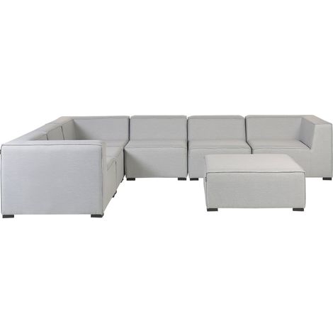 Garden Corner Sofa with Ottoman 7 Seater AREZZO Right Hand Modular Light Grey