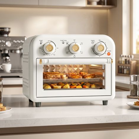 Four Friteuse à Air Chaud 12L 1200 W Plaque de Cuisson Acier Crème, gain de place au quotidien (1/5)