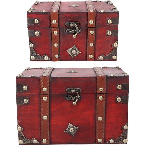 Coffre en bois vintage 2 pièces, valise multifonction en bois pour cartes postales, souvenirs et photos (1/5)