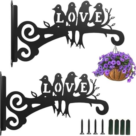 2 Pièces Support de Suspension pour Paniers à Plantes, Lanternes ou Cages à Oiseaux – Fixation Murale avec Vis – Pour Jardin Suspendu (1/5)