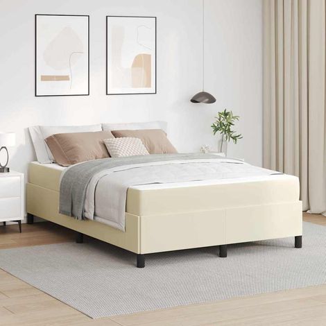 Bettrahmen mit Matratze Creme 140 x 200 cm Stoff