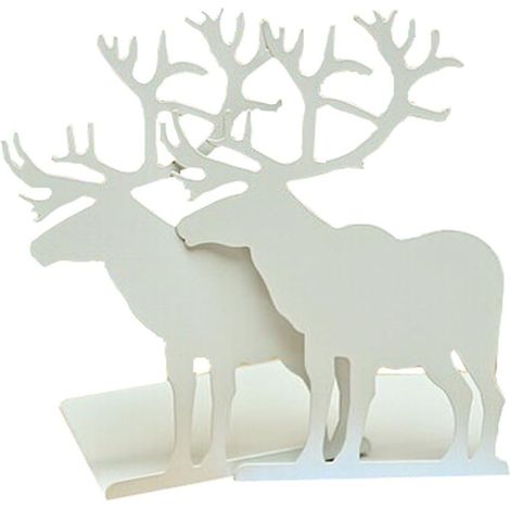 Serre-livres de bureau en métal antidérapant avec motif élan et élan Blanc (1/4)
