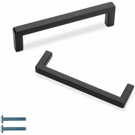 BUNTHAUS Lot de 10 Poignées de Porte de Placard en Acier Inoxydable pour Porte d'armoire Poignées de Porte de Cuisine Noir Entraxe 160 mm