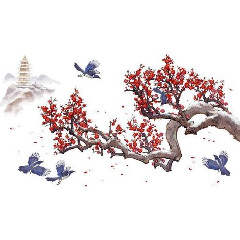 Stickers Muraux Arbre de Fleurs Cerisier Décoration Murale Chambre Salon Bureau (1/5)