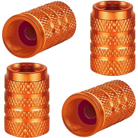 (orange)Lot de 4 bouchons de valve de pneu en aluminium pour pneus de voiture, bouchons de valve universels avec joint d'étanchéité pour moto, camion, vélo, scooter électrique, VUS, poussette b (1/4)