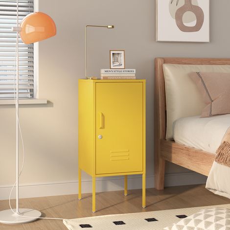 Mesa de noche Hausjärvi 82x35x35 cm tirador izquierdo - Amarillo [en.casa]