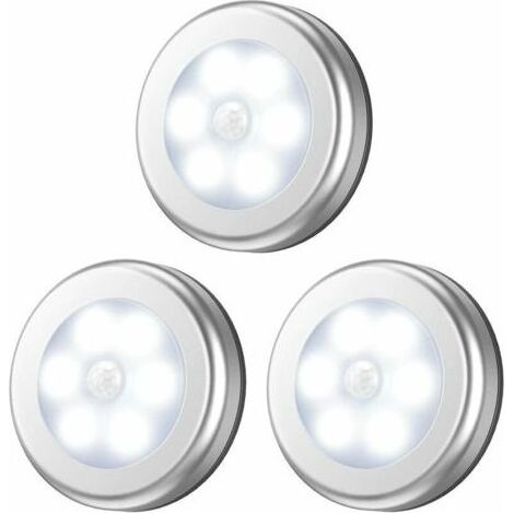 Rails de spots Lampe Détecteur de Mouvement, Lampe LED Detecteur Placard, Lampe Escalier, Lampe d'armoire, Alimenté par Batterie, pour Escalier, Armoires, Placards, Facilité d'installation - 3 Pack (1/4)