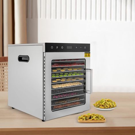 220V 800W 10/12 Tray Déshydrateur Dehydrator Alimentaire Machine À Sécher Les Fruits Deshydrateur Fruits Et Legumes Sechoir A Viande Séchoir Charcuterie Avec Minuteur (10 Tray) (1/5)