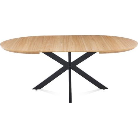 Mesa redonda de comedor extensible 130-210x130 cm Asuna Roble Negro 130cm (ancho) x 76cm (alto) (1/5)