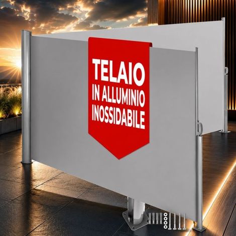 Divisorio Parasole Tenda Laterale Retrattile Frangivista Frangivento da Esterno Grigio,H180X600CM (1/5)