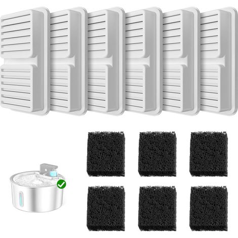 Filter für 3,2L Katzenbrunnen - 6 Stück Filter + 6 Stück Schaumstofffilter, Aktivkohle und Ionenaustauscherharz, Halten Sie Ihr Haustier gesund (1/5)