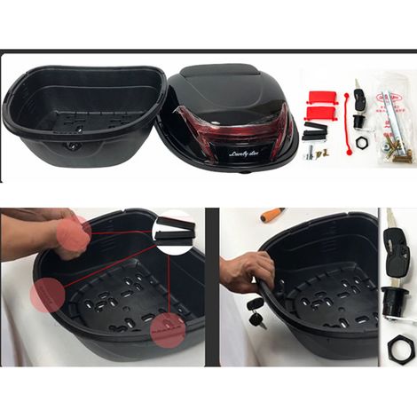 Top case arrière pour moto, rangement pour casque et bagages, grande capacité, universel, jaune citron, grande taille. (1/2)